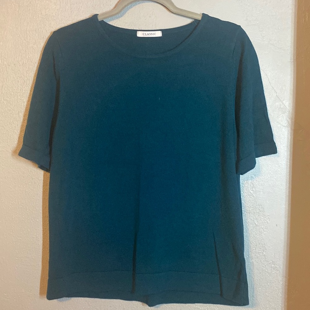 Marks & Spencer teal short sleeve sweater UK16